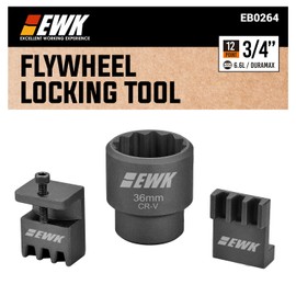 EWK Flywheel Locking Tool Set for GM 6.6L Duramax, 36mm 3/4-Inch 12-Point Socket & Dual Locking Plates for Water Pump and Crankshaft Bolt Service