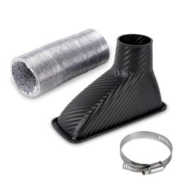 BARTOO Air Intake Duct Front Bumper Turbo Air Intake Pipe, Carbon Fiber Car Square Brake Air Duct with Extendable Flexible Hose and Hose Band