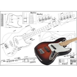 Plan of Fender Jazz Bass 4 String - Full Scale Print