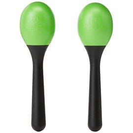 Nino Percussion Small Egg Maracas - 1 Pair Small Shaker for Children from 3 Years - Musical Instrument - Plastic, Black and Green (NINO569GG)
