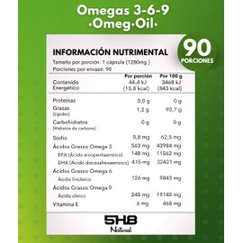 5H8 | Omega Oil - Omegas 3-6-9, Aceite de linaza, Alta Concentración de DHA, Aceites de pescado | 90 capsulas | Suplemento Alimenticio