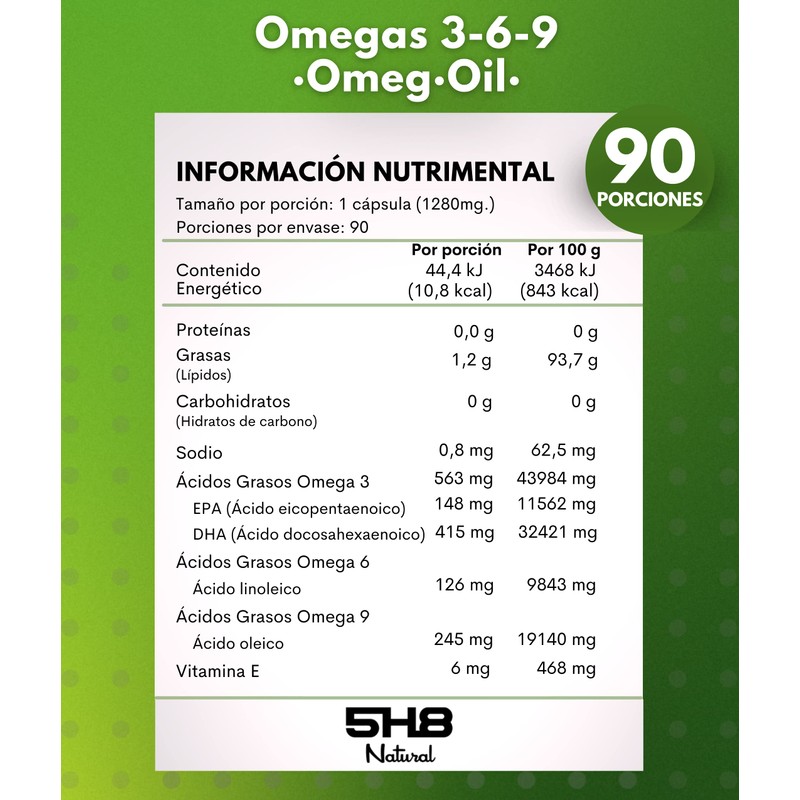 5H8 | Omega Oil - Omegas 3-6-9, Aceite de linaza,