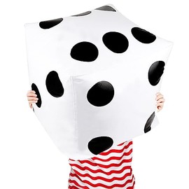 CCINEE 20 Inch Jumbo Inflatable Dice,White and Black Giant Inflatable Dice for Indoor Outdoor Broad Game Ludo and Pool Party Decoration,1 Pcs