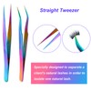 2 Pieces Straight and Curved Tip Tweezers Eyelash Extension Tweezers,