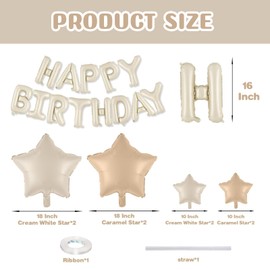 Moguri Happy Birthday Balloons Set with Pink and Purple Stars, 16 Inch Foil Letters, Ideal for Birthday Decorations and Party Celebrations