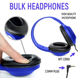 Eduvy Bulk Headphones for Classroom with Microphone, Heavy-Duty School Pack Wired Headphones for Students. Teacher Must Haves Supplies from Elementary to College (24 Pack Mixed Color)