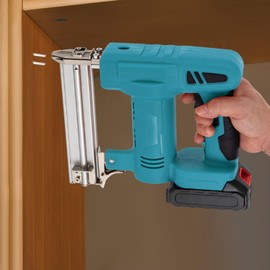 GMSLuu 2-in-1 Nail Gun,Battery Powered Cordless Nail Gun Nail Gun with Battery and Charger for Woodworking,Upholstery. (Blue)