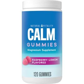 Natural Vitality Calm Gummies The Anti-Stress Gummies, A Relaxing Magnesium Supplement - 120 ct Raspberry Lemon