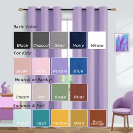Mrs.Naturall Light Purple Curtains for Girls Bedroom,Lavender Lilac Blackout Short Curtains for Kids Room 2 Panels,45 Inch Length