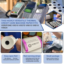 Vonlyst Receipt Paper Roll 2 1/4 X 80 Verifone Vx510 Vx570 Vx610 Vx810 Vx820 (40 rolls)
