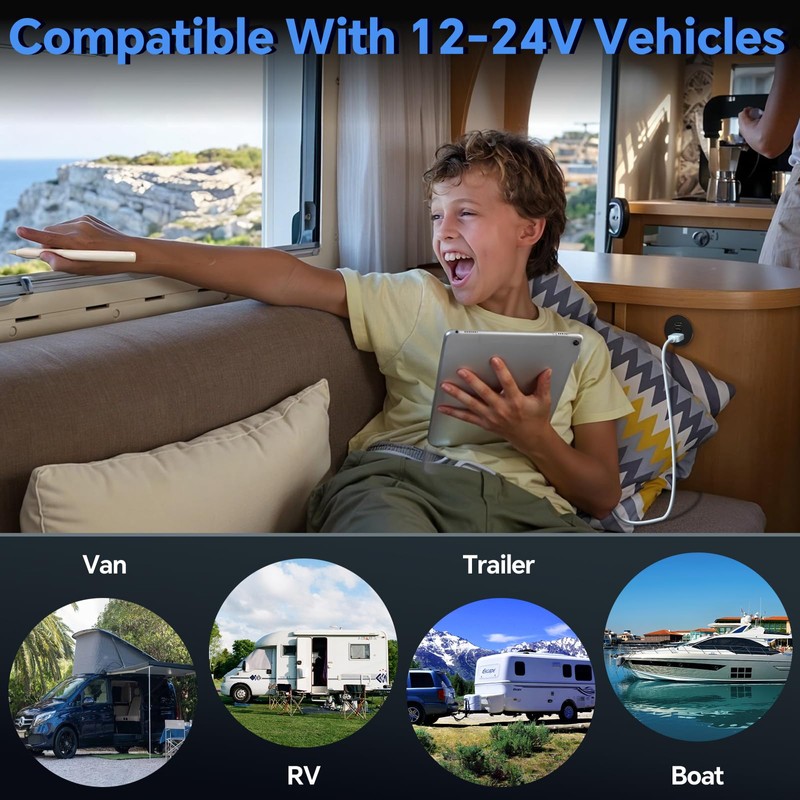 acegoo USB Socket 12V Outlet Campervan CNC Aluminum 48W with