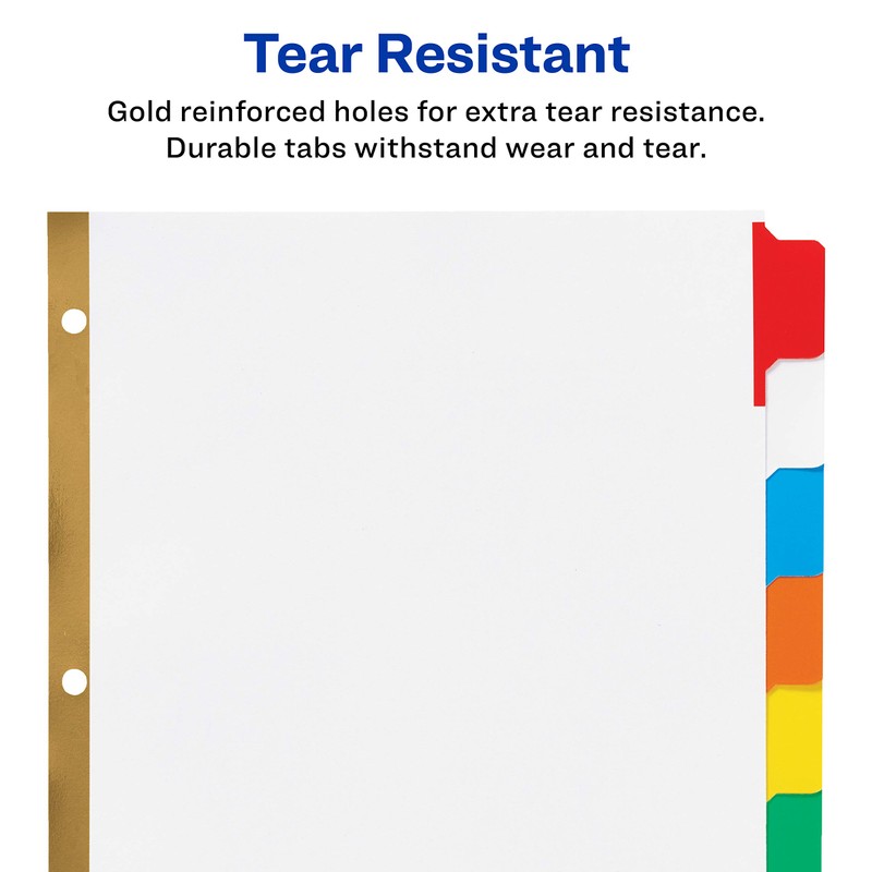 Avery 8-Tab Binder Dividers, Write & Erase Multicolor Big Tabs,