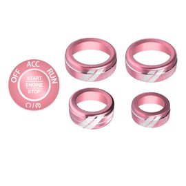 YOSRTER 6PCS Aluminum Air Conditioning Control Knob Cover for Dodge Durango Accessories 2021 2022 2023 2024 2025 2026 AC Climate Switch Volume Tune Adjust(Pink)