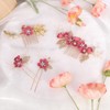 4Pcs Wedding Hair Pins Set, Pink Flower Bridal Hair Pins
