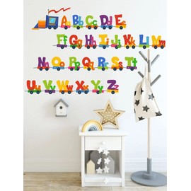 Decoraciones para baño y cocina, así como para la recámara de niños y niñas. Incluye un tapiz para la pared decorativo con abecedario para aprendizaje, stickers de abecedario y trenecito infantil, vinilo decorativo para pared, cuadro decorativo infantil,