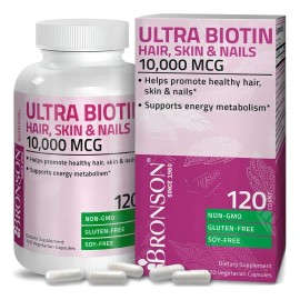 Suplemento Nutricional Biotina Bronson 10,000 mcg 120 Cápsulas Vegano