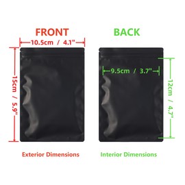 Rimiko Pack of 50 Ziplock Bags Zip Foil Bags Opaque, Resealable Bag Mylar Ziplock for Storage of Food and Packing Samples (Black, 10.5 x 15 cm)