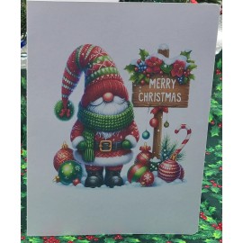 Gray Fox Crafts Christmas Gnome and ornaments Holiday Card - 10 Christmas Cards & Envelopes