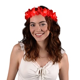 Blinkee Tropical LED Flower Crown Headband - Red Lights - Perfect for Luaus, Beach Parties, and Hawaiian-Themed Events - Replaceable Batteries