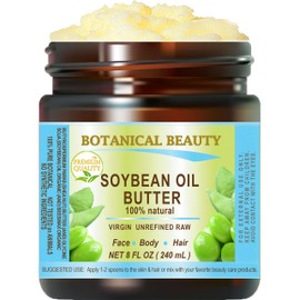 Botanical Beauty SOYBEAN OIL BUTTER 100% Natural 8 Fl.oz.- 240 ml. Organic Soybean Oil in Shea Nut Butter for FACE, SKIN, BODY, HAIR, NAILS. Beauty Skin Nourishing, Moisturizer Oil Butter