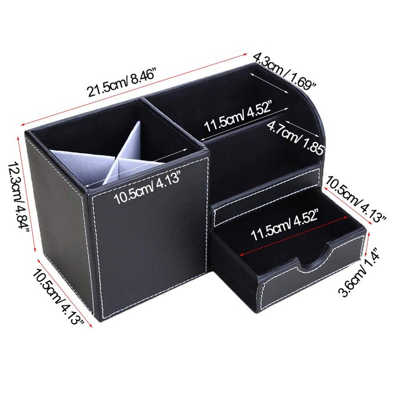 KINGFOM Desk Organiser Tidy Caddy Leather Pen Pencil Pots Holder