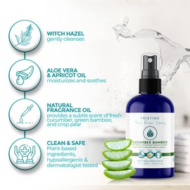PRISTINE Toilet Paper Spray, As Seen on Shark Tank, More Natural Personal Cleansing Wipes & Flushable Wet Wipes Alternative, Spray Toilet Paper to Create Flushable Wipe, Cucumber Bamboo, 4 fl oz
