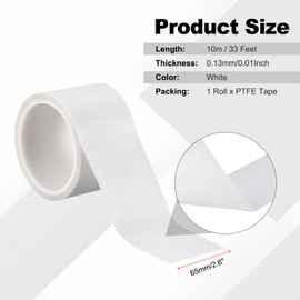 PATIKIL Heat Resistant Tape, 2.6 Inch x 33 Feet High Temperature Tape PTFE Adhesive High Heat Tape Waterproof for Vacuum Sealer Machine Insulation Protection, White, 0.13mm Thick