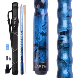 AB Earth Ergonomic Design 13mm Tip 58" Maple Pool Cue Stick Kit with Hard Case (Blue, 19oz)