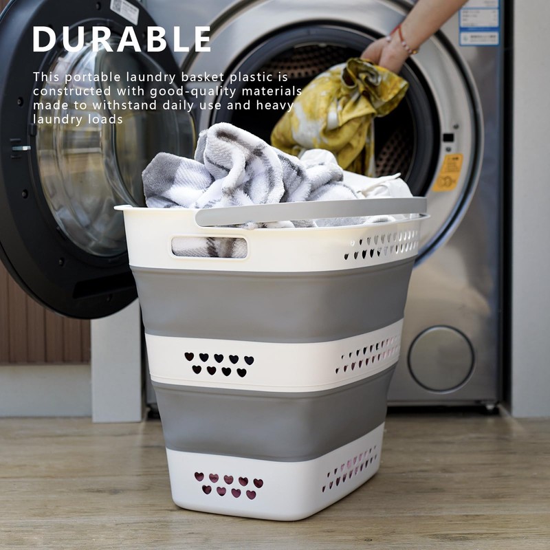 KBBYT Large Collapsible Laundry Baskets for Dirty Clothes, Plastic Laundry