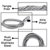 Morvat 100 Foot Stainless Steel Garden Hose with Shut-Off Valve,