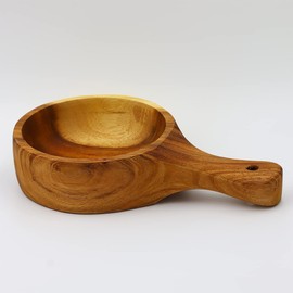 Kadum Wooden Pasta Bowl, Wooden Salad Bowl with Handle, Handmade, Approx. 26 x 15 cm, Fruit Bowl, Snack Bowl, Rice Bowl, Breakfast Bowl