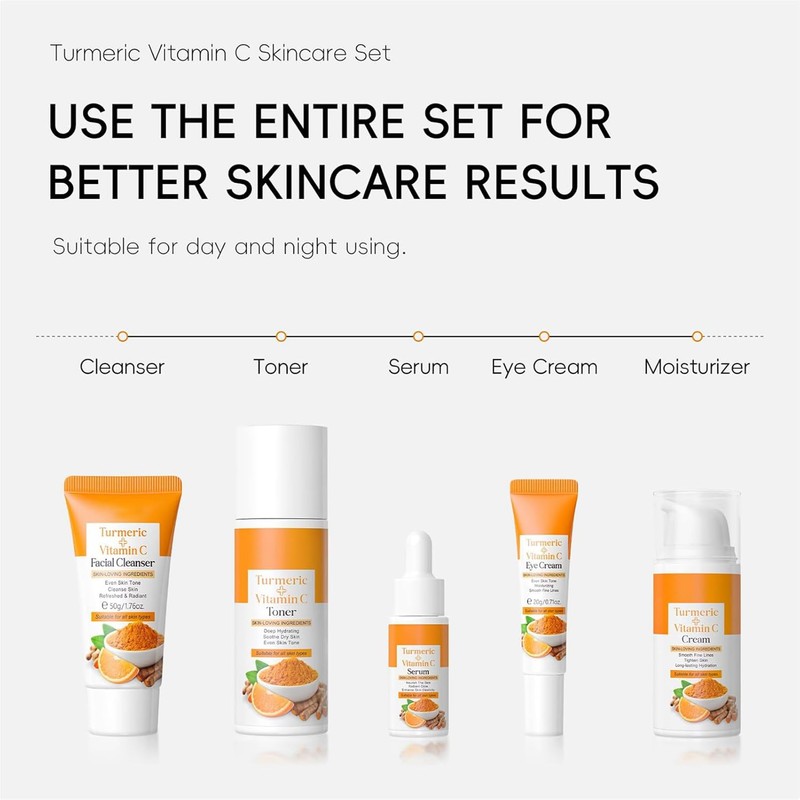 ARCHIDATE Turmeric Vitamin Skin Care Kit Moisturizes Skin