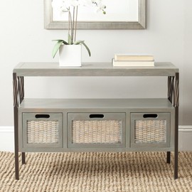 Safavieh American Homes Collection Joshua Antique Dark Walnut and Pewter 3-Drawer Console Table