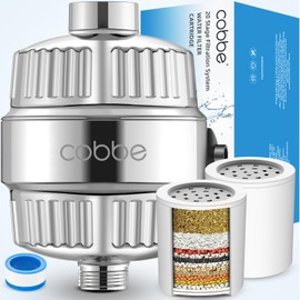 Cobbe Shower Filter for Hard Water Shower Head Filter - with 2 Replaceable Filter Cartridges - High Output Shower Water Filter for Removing Chlorine and Harmful Substance, Luxury Modern Chrome