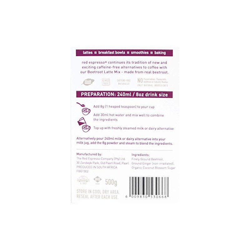 Beetroot Ginger Superfood Latte Mix - Red Espresso - Vegan,