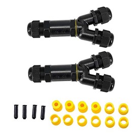 2 x Cable Connectors Waterproof Junction Box IP68 Junction Box for Outdoor Use Y-Shape 3-Pin