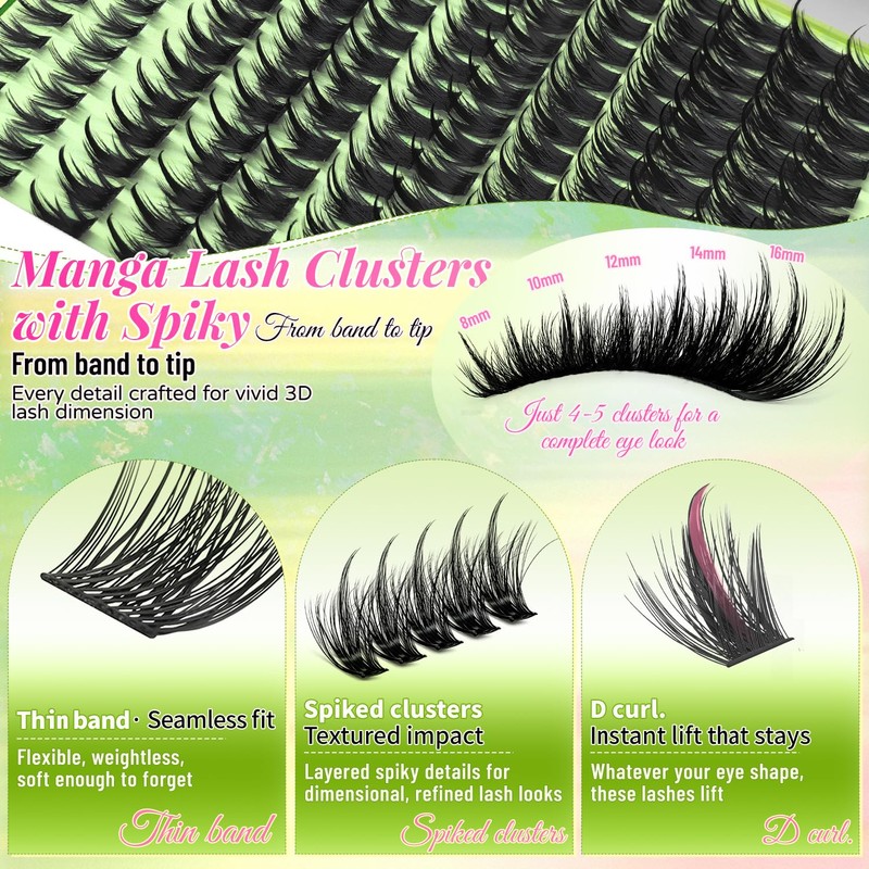 Manga Lash Clusters Kit Eyelash Clusters with Bottom Lashes 8-16mm
