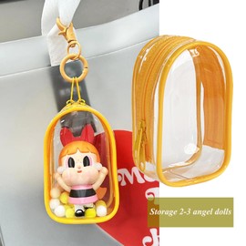 Clear Figure Display Bag with Keychain for Sonny Doll, Mystery Box Mini Figures Carrying Case Bag Pouch Keychain Charms for Collectibles