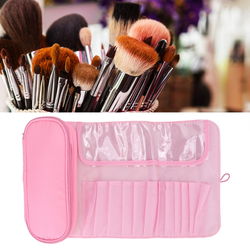 Cosmetic Bag Professional Makeup Brush Rolling Case Pink Cosmetics Make