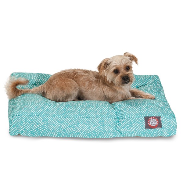 Teal Native Rectangle Indoor Outdoor Pet Dog Bed With Removable Washable Cover By Majestic Pet Products, Large