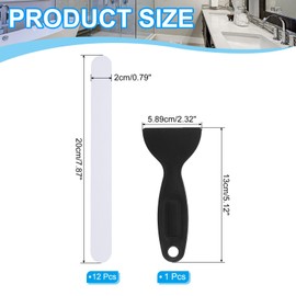 PATIKIL Bathtub Non Slip Stickers 7.87x0.79 Inch, 12 Pack Safety Shower Floor Anti Slip Stickers with Adhesive Decals Scraper for Bath Tub Shower Floor Stair, White