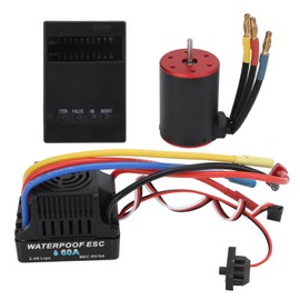 60A Brushless ESC with Programming Card 2300kv Brushless Motor with 4mm Banana Plug Bracket for 1/10 1/8 RC Car Truck