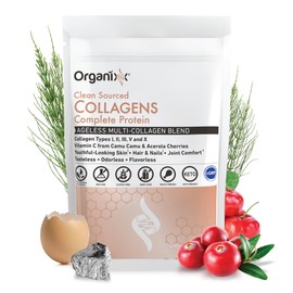 Organixx Collagen Peptides Powder with Vitamin C, Types I, II, III, V, X Hydrolyzed Collagen, Hair, Nail, Skin, Bone & Joint Health, Aging Support, Clean Sourced, Gluten Free, Unflavored, 30 Servings