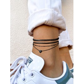 FindChic Foot Jewellery Set for Women Girls Adjustable Anklet Chain Stainless Steel Summer Beach Ankle, 2 Pieces/3 Pieces, Silver/Gold/Black, Waterproof, 22 + 5 cm, Stainless Steel