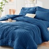 HYMOKEGE Teal Twin XL Comforter Set Seersucker 5 Pieces, All