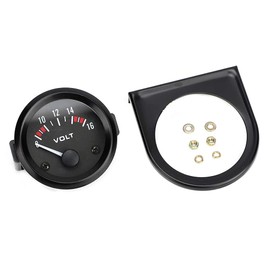 Qiilu. Voltmeter, Numeric Voltage Meter, Car Voltage Meter, DC 12 V, General Use, Diameter 2.0 inches (52 mm), Voltage Tester, Car Maintenance Supplies, Aluminum Alloy