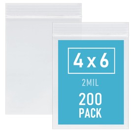 4 x 6 Inch 200Pcs Small Plastic Bags, 2 Mil Small Zip Bag, Transparent Jewelry Bags Reclosable, Clear Mini Baggies, Resealable Lock Poly Bag for Pill, Beads, Screws, Packaging