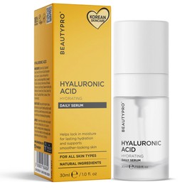 BEAUTYPRO HYALURONIC ACID Serum Daily Face Cream Anti-Ageing Hydrating Antioxidant Anti-Inflammatory Natural Vegan Skincare 100% Plant Based Soybean & Chamomile Multi Award Winning Brand 30ml