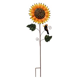 Morning View Metal Sunflower Garden Stake Decor Outdoor Sunflower Yard Stakes Sunflowers Yard Art Large Garden Sunflower Decor Flower Yard Lawn Ornaments Patio Decor Planter Stake (33.5 Inches High)