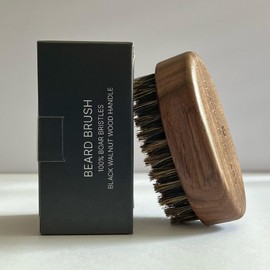 100% Boar Bristle Travel Beard Brush for Men – Black Walnut Handle – Natural Bristles for Beard Grooming, Styling, Shaping & Conditioning – Fine Beard Care Brush